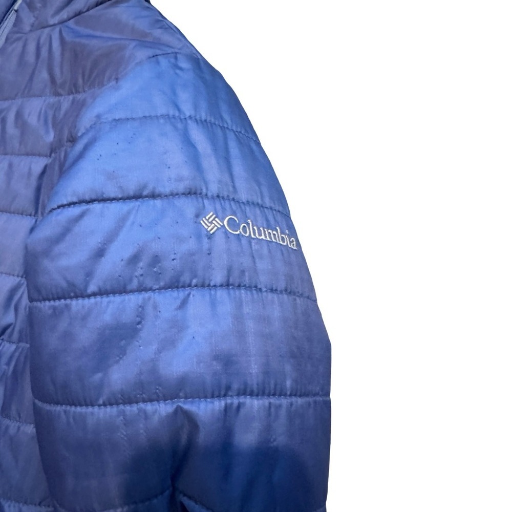 Columbia Boys Blue Omni-Heat Hooded Puffer Jacket Quilted Coat Size L 14/16 - Picture 4 of 12